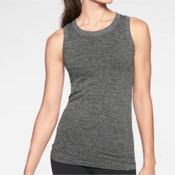 Athleta Renew CYA Length Ribbed Tank Top In Gray Size M - Picture 1 of 6